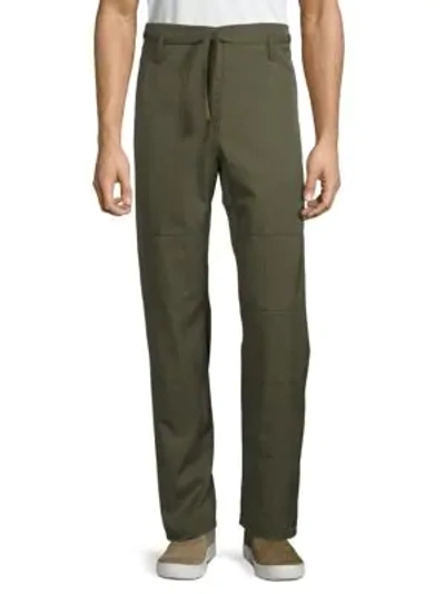 Shop Valentino Belted Straight-fit Wool Pants In Army