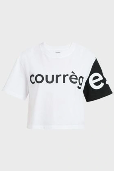 Shop Courrèges Logo Short Sleeve Cotton T-shirt In White