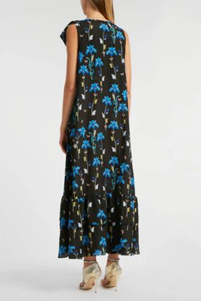 Shop Borgo De Nor Carlotta Ruffled Printed Crepe De Chine Maxi Dress In Multicoloured