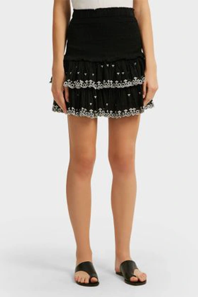 Shop Isabel Marant Étoile Naomi Tiered Cotton Mini Skirt In Black
