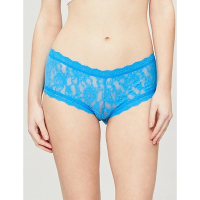 Shop Hanky Panky Signature Stretch-lace Boyshort Briefs In 41z Laguna Blue