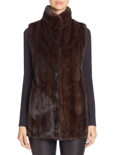 Shop The Fur Salon Women's Mink Fur Vest In Mahogany