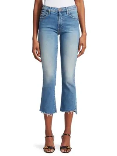 Shop Mother The Insider High-rise Crop Step Fray Hem Jeans In Shoot To Thrill