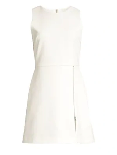Shop Alice And Olivia Julie Side Zip Slit A-line Dress In Off White