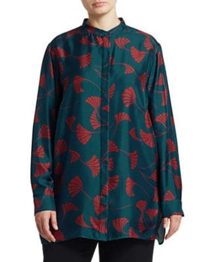 Shop Lafayette 148 Women's Brayden Silk Print Blouse In Empress Teal