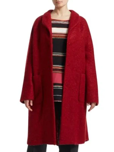 Shop Marina Rinaldi Bouclé Wool Cocoon Coat In Red