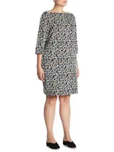 Shop Joan Vass Women's Audrey Jacquard Floral Cotton Dress In Black