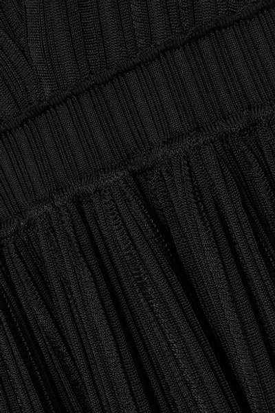 Shop Alaïa Ribbed Stretch-knit Maxi Dress In Black
