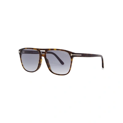 Shop Tom Ford Tortoiseshell Aviator-style Sunglasses