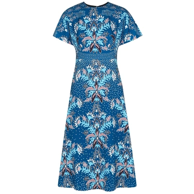 Shop Peter Pilotto Blue Printed Jacquard Dress In Navy