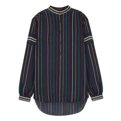 Shop Rag & Bone Austin Striped Silk Shirt In Black