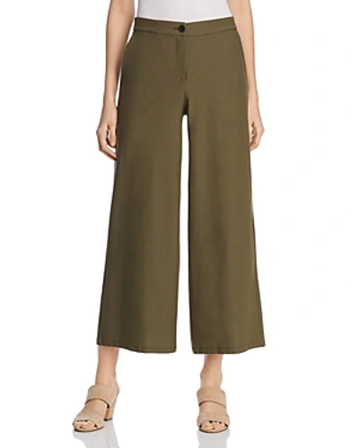 Shop Eileen Fisher Wide-leg Ankle Pants In Olive