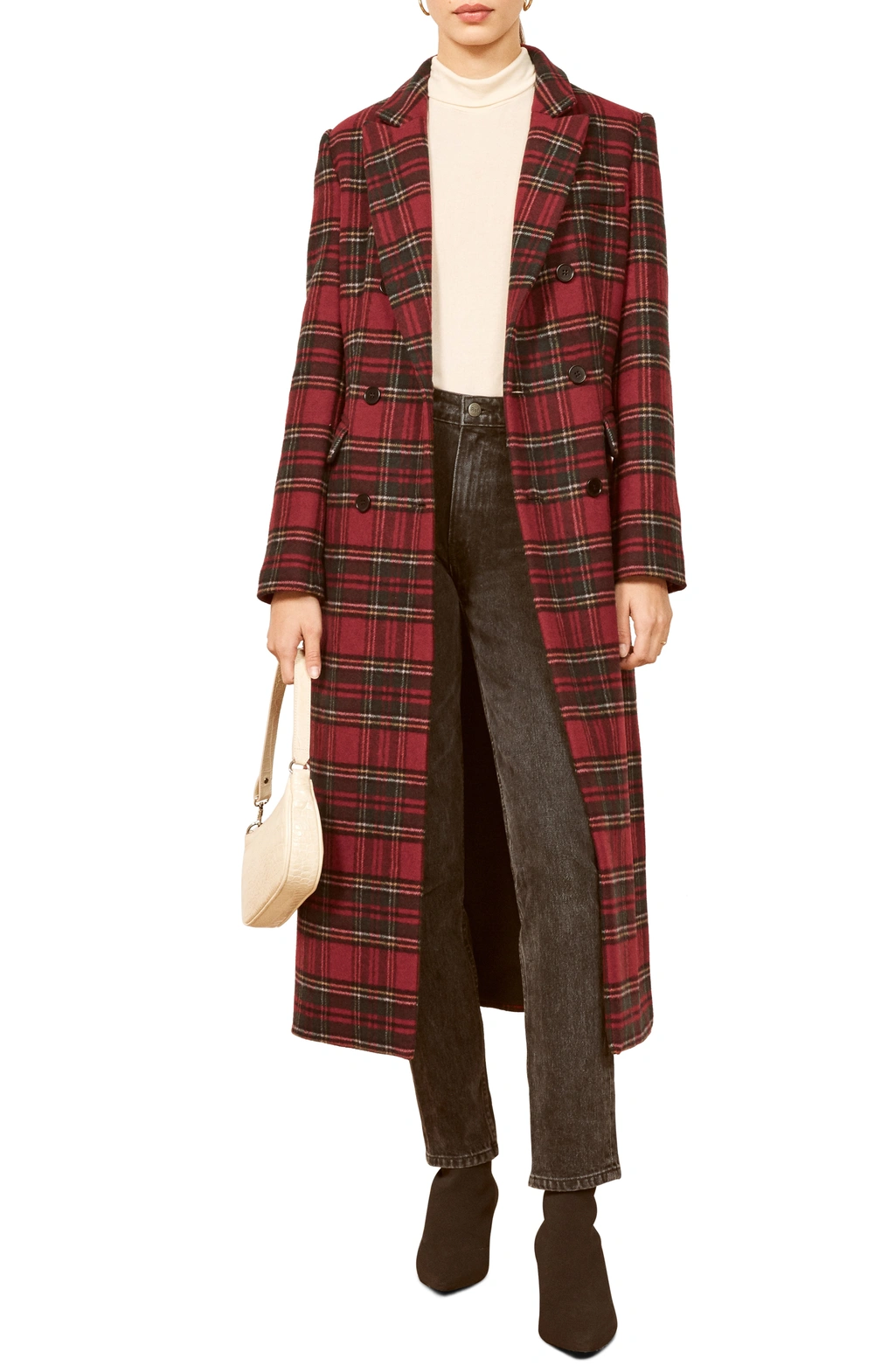 Reformation Middlebury Wool Blend Coat In Red Plaid ModeSens