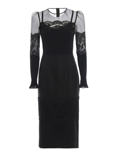 Shop Dolce & Gabbana Lace Detail Dress In Nero