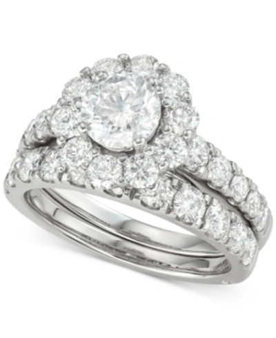 Shop Marchesa Certified Diamond Bridal Set (3 Ct. T.w.) In 18k White, Yellow And Rose Gold In White Gold