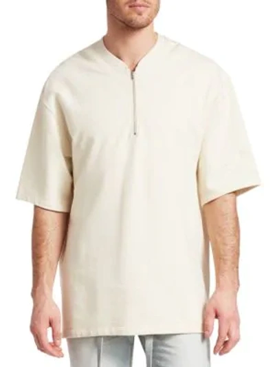 Fear Of God Short Sleeve Half-zip Shirt In Cream | ModeSens