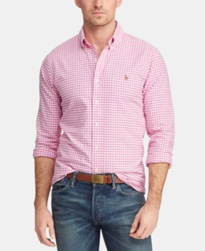 Shop Polo Ralph Lauren Men's Big & Tall Classic Fit Cotton Gingham Shirt In 3038b Rose/white