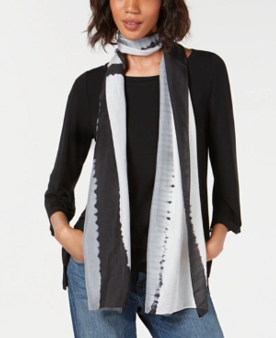 Shop Eileen Fisher Silk Striped Scarf In Black
