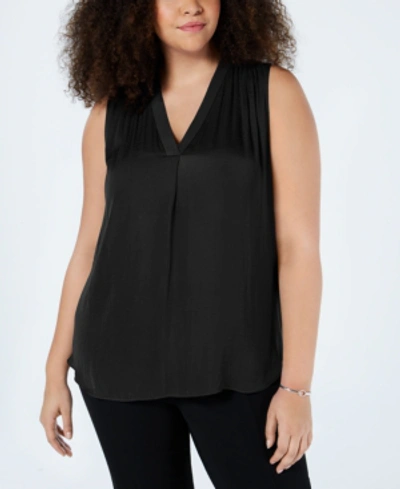Shop Vince Camuto Plus Size V-neck Sleeveless Blouse In Rich Black
