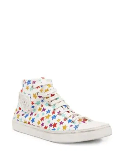 Shop Saint Laurent Bedford Canvas Star-print High-top Trainers In Multi