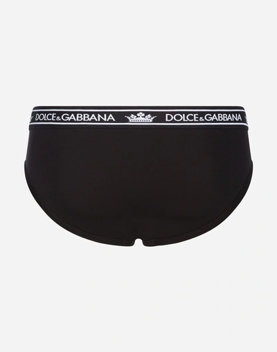 Shop Dolce & Gabbana Mid Briefs In Stretch Cotton Pima In Black