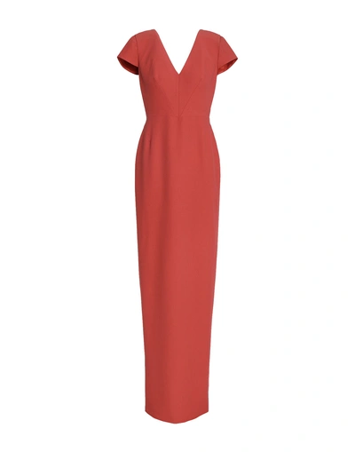 Shop Raoul Long Dress In Brick Red