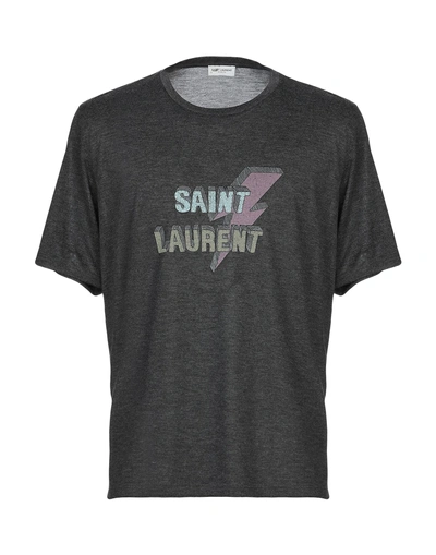 Shop Saint Laurent Man T-shirt Steel Grey Size M Viscose, Polyamide