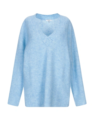 Shop Ganni Sweater In Sky Blue
