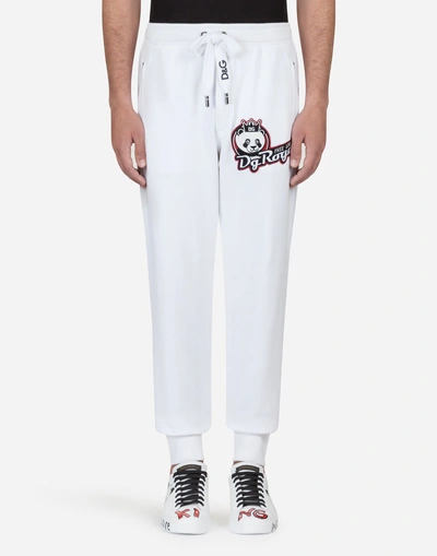 Shop Dolce & Gabbana Cotton Jogging Pants With Patches In White