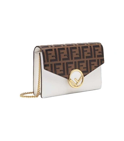 Shop Fendi Ff Bicolor Chain Wallet In White Multi