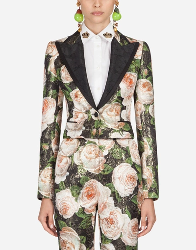 Shop Dolce & Gabbana Blazer In Printed Brocade In Floral Print