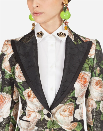 Shop Dolce & Gabbana Blazer In Printed Brocade In Floral Print