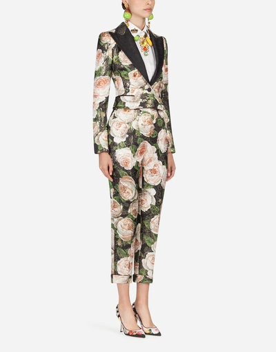 Shop Dolce & Gabbana Blazer In Printed Brocade In Floral Print