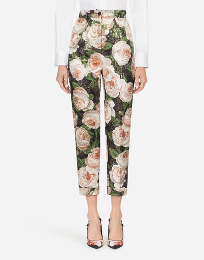 Shop Dolce & Gabbana Printed Brocade Pants In Floral Print