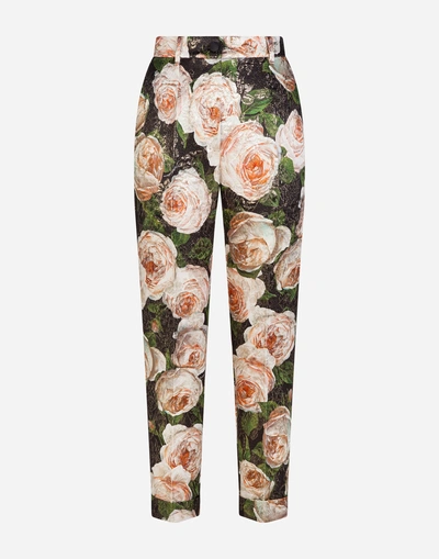 Shop Dolce & Gabbana Printed Brocade Pants In Floral Print