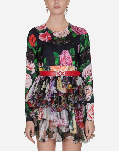 Shop Dolce & Gabbana Printed Silk Knit In Floral Print