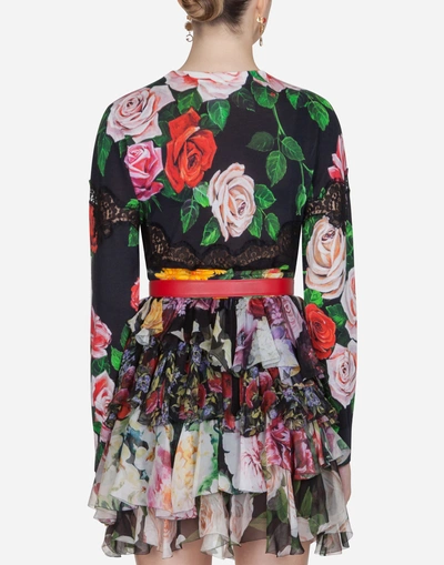 Shop Dolce & Gabbana Printed Silk Knit In Floral Print