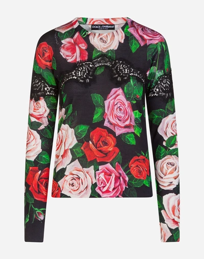 Shop Dolce & Gabbana Printed Silk Knit In Floral Print