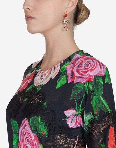 Shop Dolce & Gabbana Printed Silk Knit In Floral Print