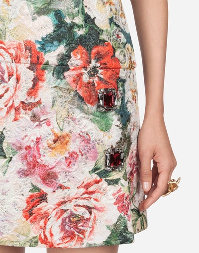 Shop Dolce & Gabbana Skirt In Lurex Printed Brocade In Floral Print