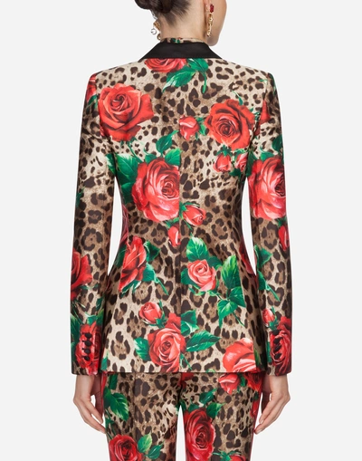 Shop Dolce & Gabbana Single-breasted Jacket In Silk In Leopard Print