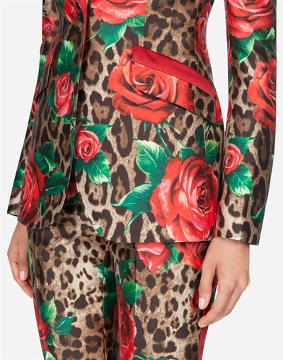 Shop Dolce & Gabbana Single-breasted Jacket In Silk In Leopard Print