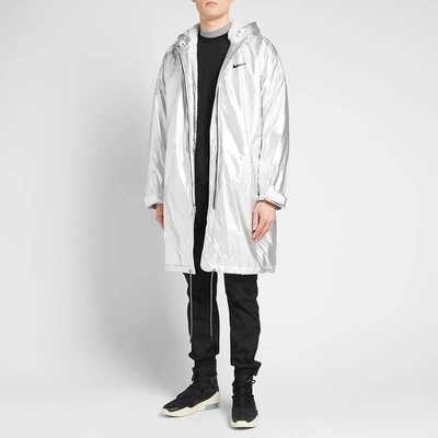 Nike Fear Of God Nrg Ti Oversized Sherpa-lined Textured-nylon Hooded Parka  In Silver | ModeSens