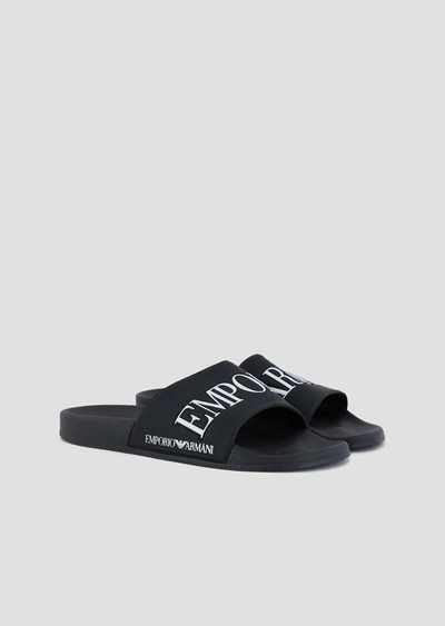 Shop Emporio Armani Slides - Item 11639608 In Black