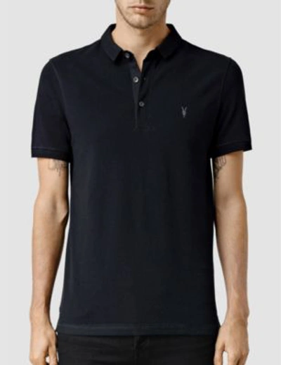 Shop Allsaints Reform Cotton-piqué Polo Shirt In Ink
