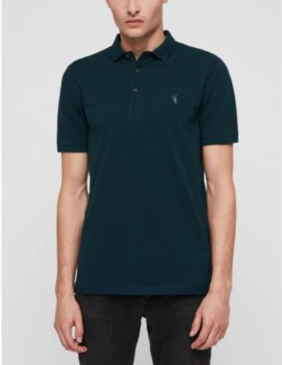 Shop Allsaints Parlour Cotton-blend Polo-shirt* In Dawn Green