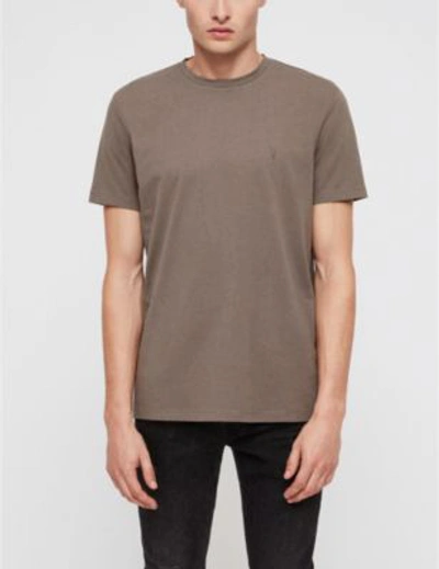 Shop Allsaints Tonic Crewneck Cotton-jersey T-shirt In Core Grey