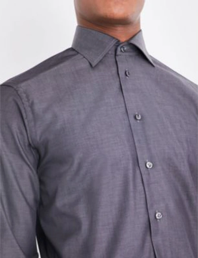 Shop Eton Slim-fit Cotton-twill Shirt In Grey