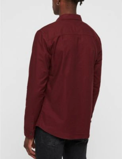 Shop Allsaints Hungtingdon Slim-fit Cotton Shirt In Cranberry Red