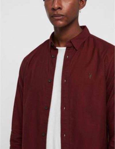 Shop Allsaints Hungtingdon Slim-fit Cotton Shirt In Cranberry Red